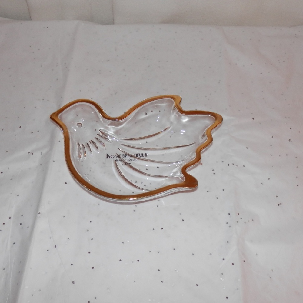 Gold Trimmed Glass Peace Dove